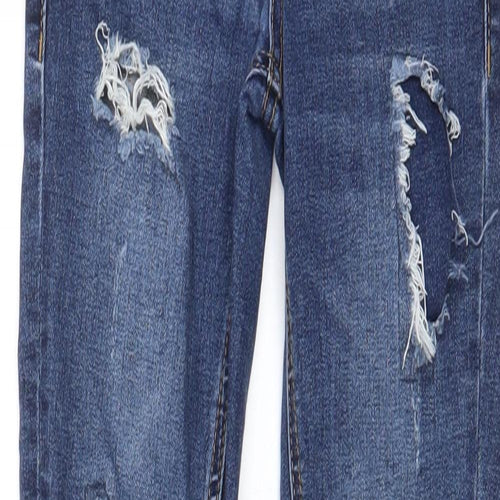 New Look Girls Blue Cotton Skinny Jeans Size 9 Years L23 in Regular Zip - Pockets, Belt Loops