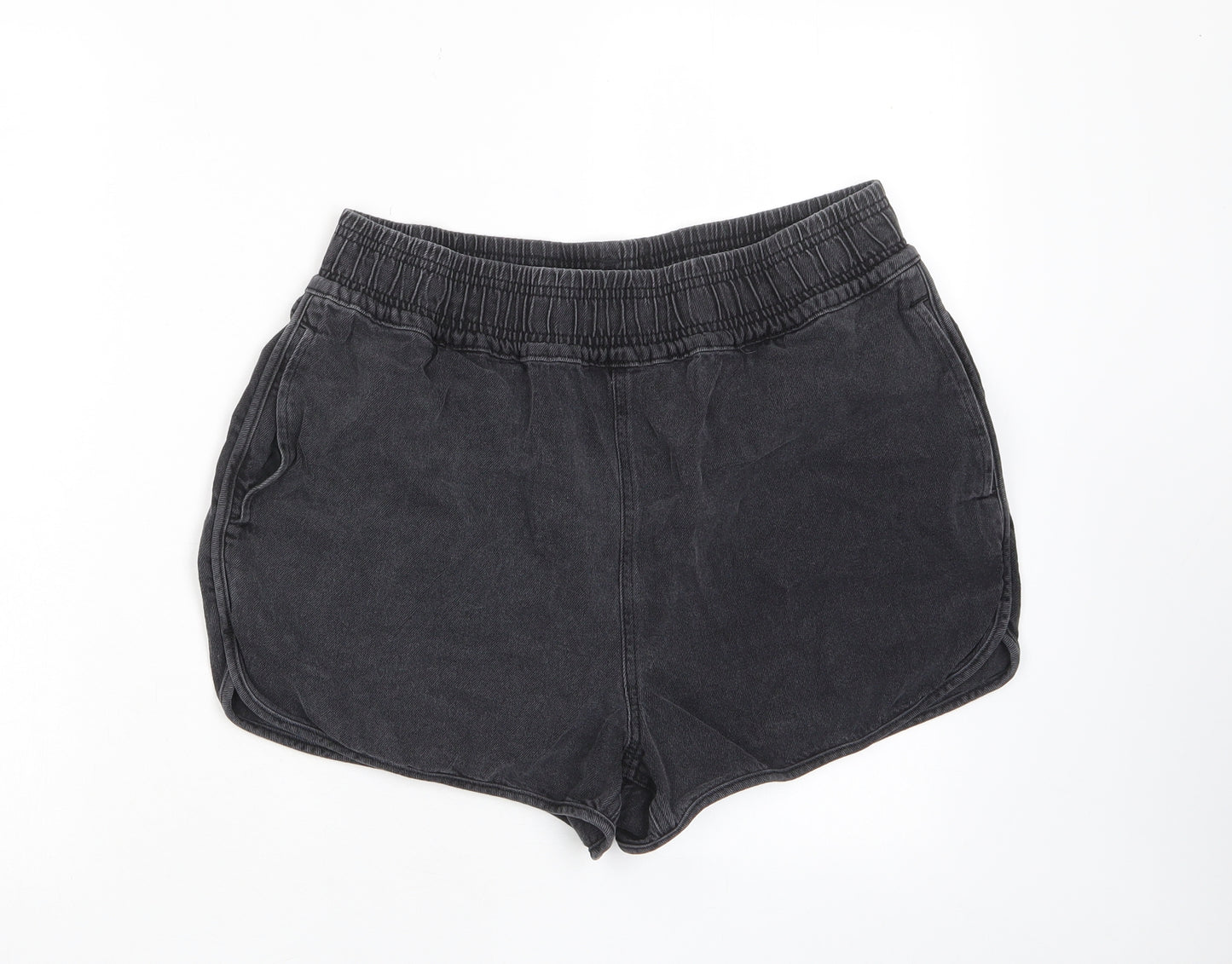 Tpshop Womens Grey Cotton Basic Shorts Size 16 L3 in Regular Pull On - Pockets, Elastic waist