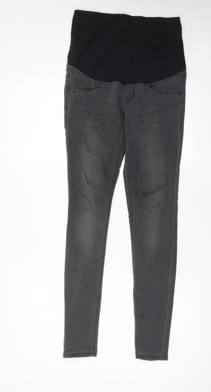 H&M Womens Grey Cotton Skinny Jeans Size 10 L30 in Regular
