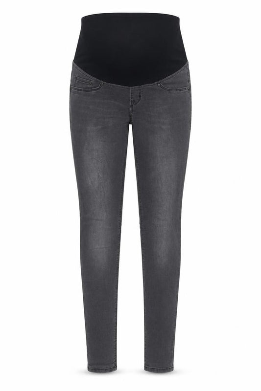 Front view of H&M women’s grey cotton skinny jeans, size UK 10, 30-inch leg regular