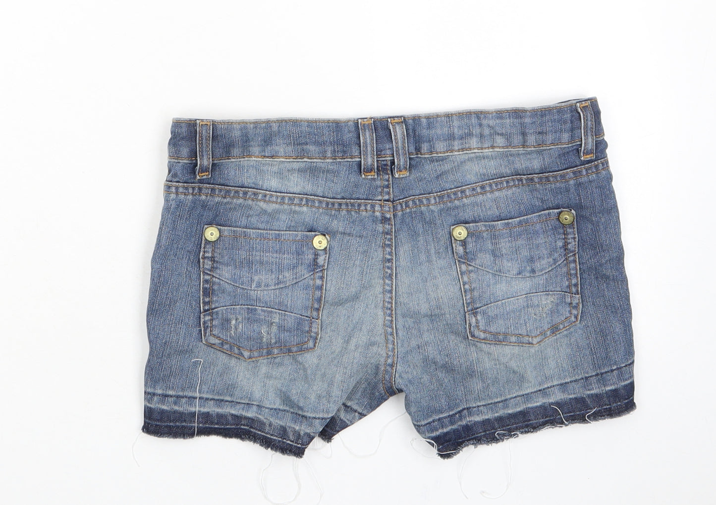 Limited Collection Girls Blue Cotton Bermuda Shorts Size 12 Years Regular Zip - Pockets, Belt Loops