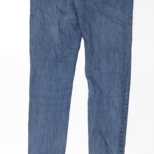 Marks and Spencer Mens Blue Cotton Skinny Jeans Size 30 in L33 in Regular Zip - Pockets, Belt Loops