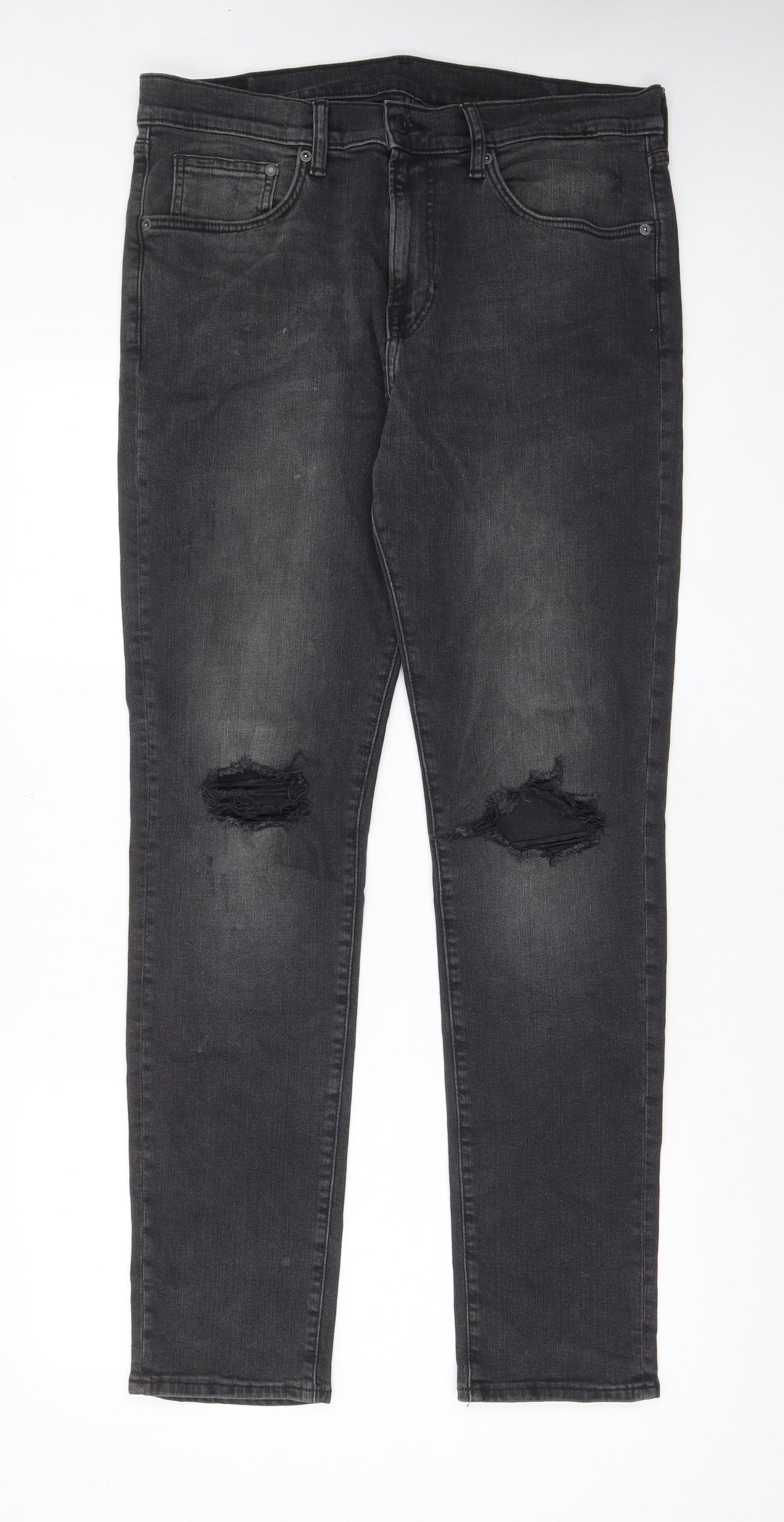 H&M Mens Grey Cotton Skinny Jeans Size 36 in L32 in Regular Zip - Pockets, Belt Loops
