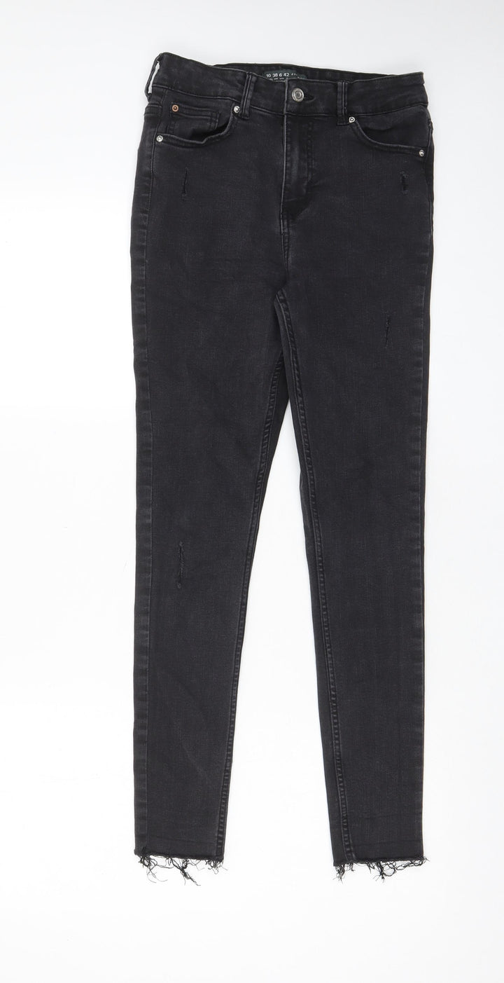 Denim & Co. Womens Grey Cotton Skinny Jeans Size 10 L27 in Regular Zip - Pockets, Belt Loops