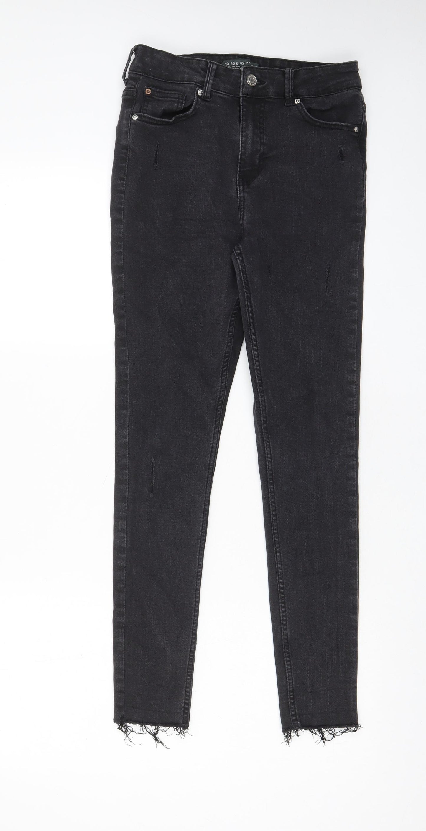 Denim & Co. Womens Grey Cotton Skinny Jeans Size 10 L27 in Regular Zip - Pockets, Belt Loops