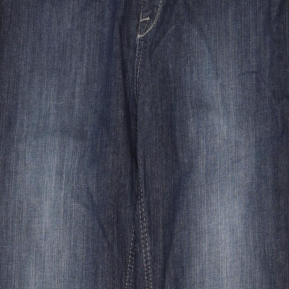NEXT Womens Blue Cotton Bootcut Jeans Size 18 L33 in Regular Zip - Pockets, Belt Loops