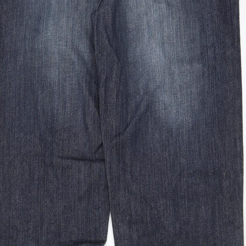 NEXT Womens Blue Cotton Bootcut Jeans Size 18 L33 in Regular Zip - Pockets, Belt Loops