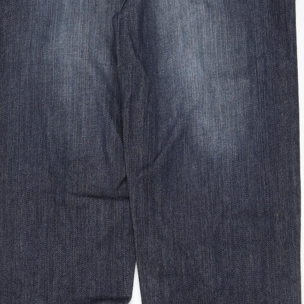 NEXT Womens Blue Cotton Bootcut Jeans Size 18 L33 in Regular Zip - Pockets, Belt Loops