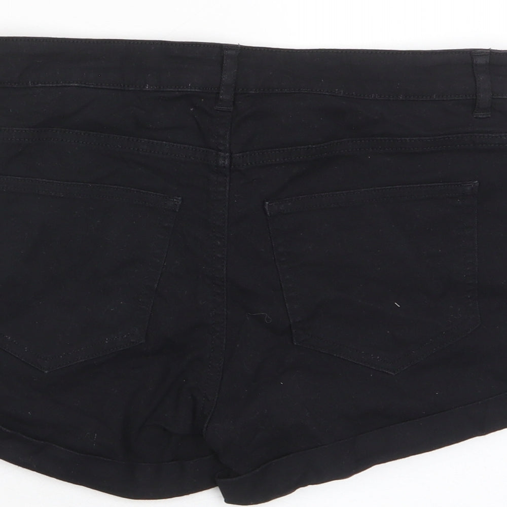 H&M Womens Black Cotton Basic Shorts Size 8 Regular Zip - Pockets, Belt Loops