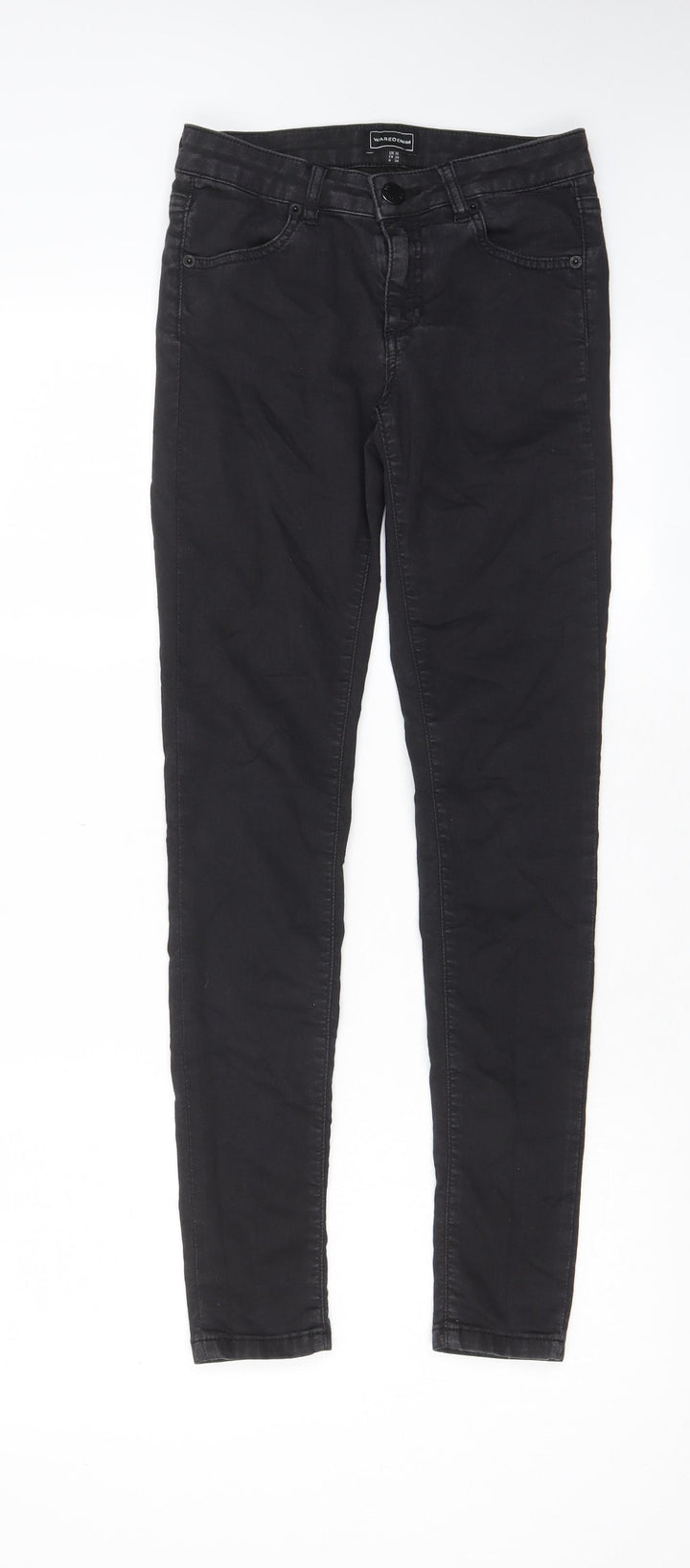 Warehouse Womens Black Cotton Skinny Jeans Size 10 L28 in Regular Zip - Pockets, Belt Loops