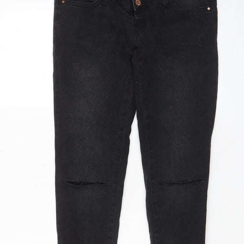Blooming Marvellous Womens Black Cotton Skinny Jeans Size 10 L28 in Regular Zip - Pockets, Belt Loops