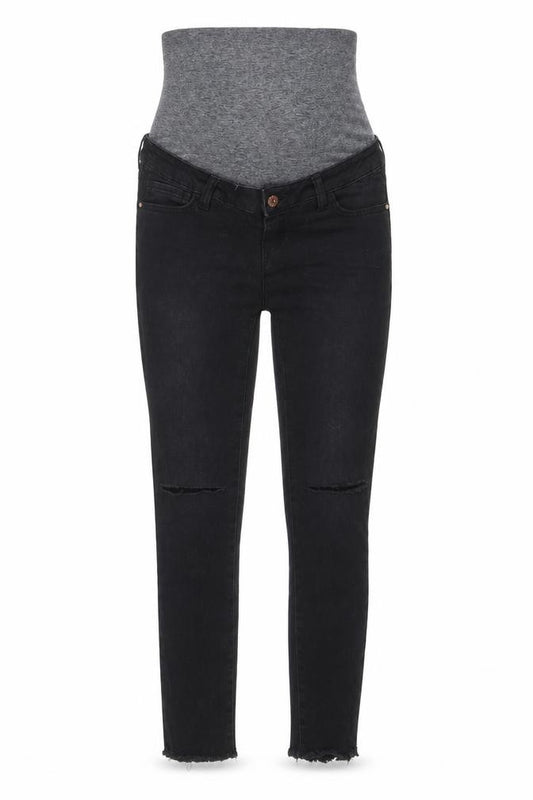 Front view of Blooming Marvellous women’s black cotton skinny jeans, size UK 10 regular zip - pockets, belt loops