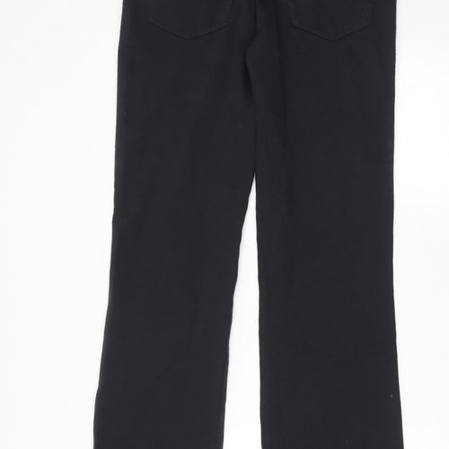 Dolorse Womens Black Cotton Straight Jeans Size 12 L32 in Regular Zip - Pockets, Belt Loops