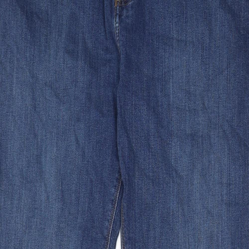 Marks and Spencer Mens Blue Cotton Straight Jeans Size 36 in L33 in Regular Zip - Pockets, Belt Loops