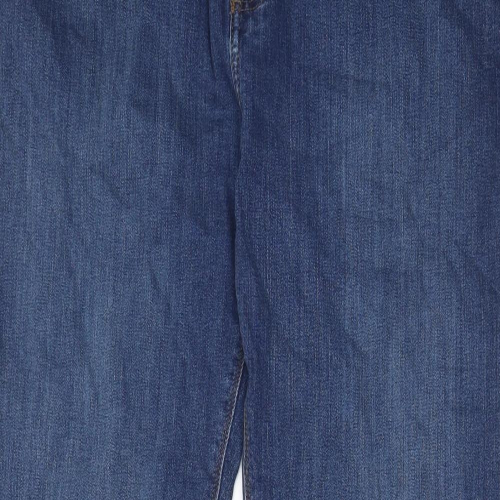 Marks and Spencer Mens Blue Cotton Straight Jeans Size 36 in L33 in Regular Zip - Pockets, Belt Loops