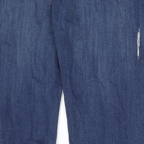 Marks and Spencer Mens Blue Cotton Straight Jeans Size 36 in L33 in Regular Zip - Pockets, Belt Loops