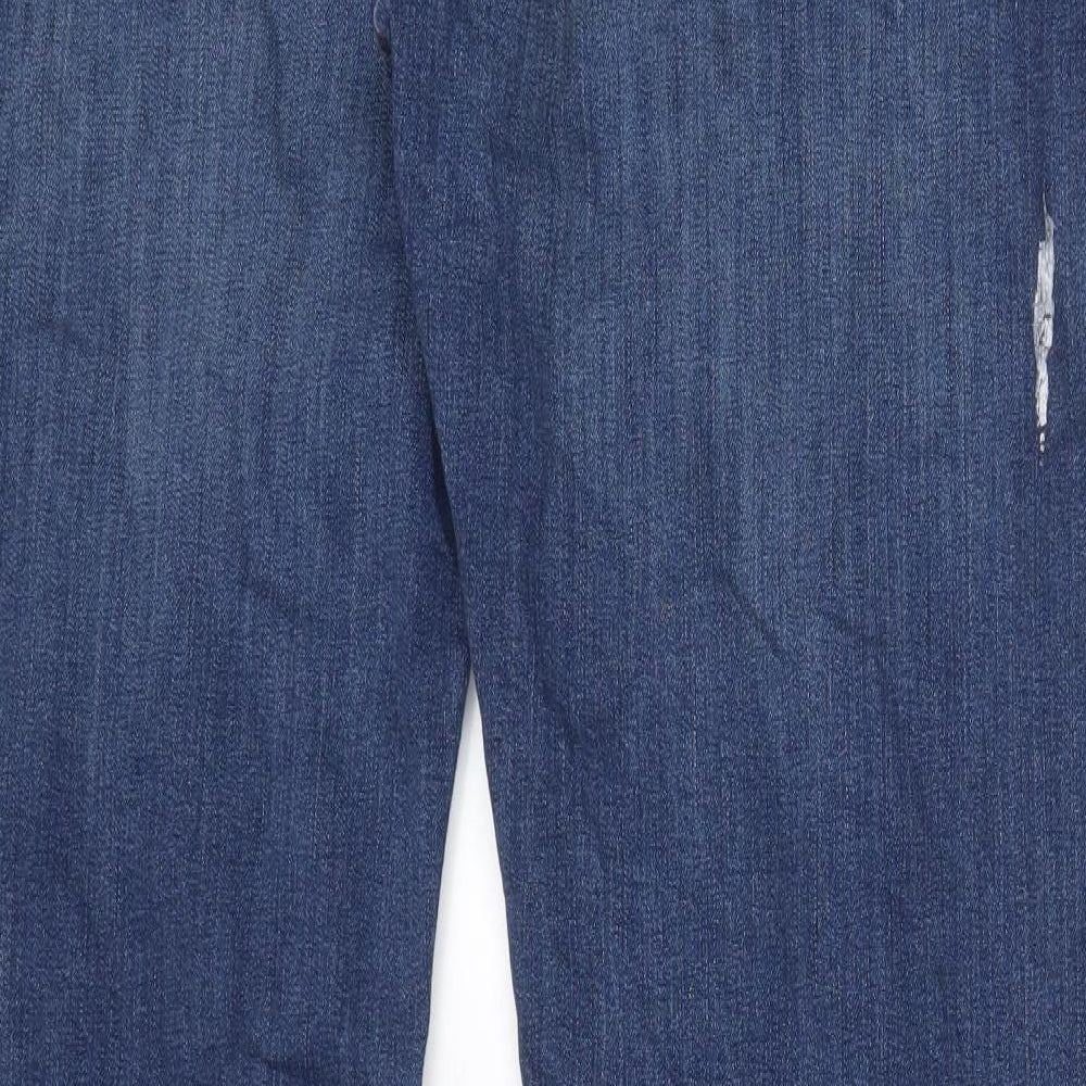Marks and Spencer Mens Blue Cotton Straight Jeans Size 36 in L33 in Regular Zip - Pockets, Belt Loops