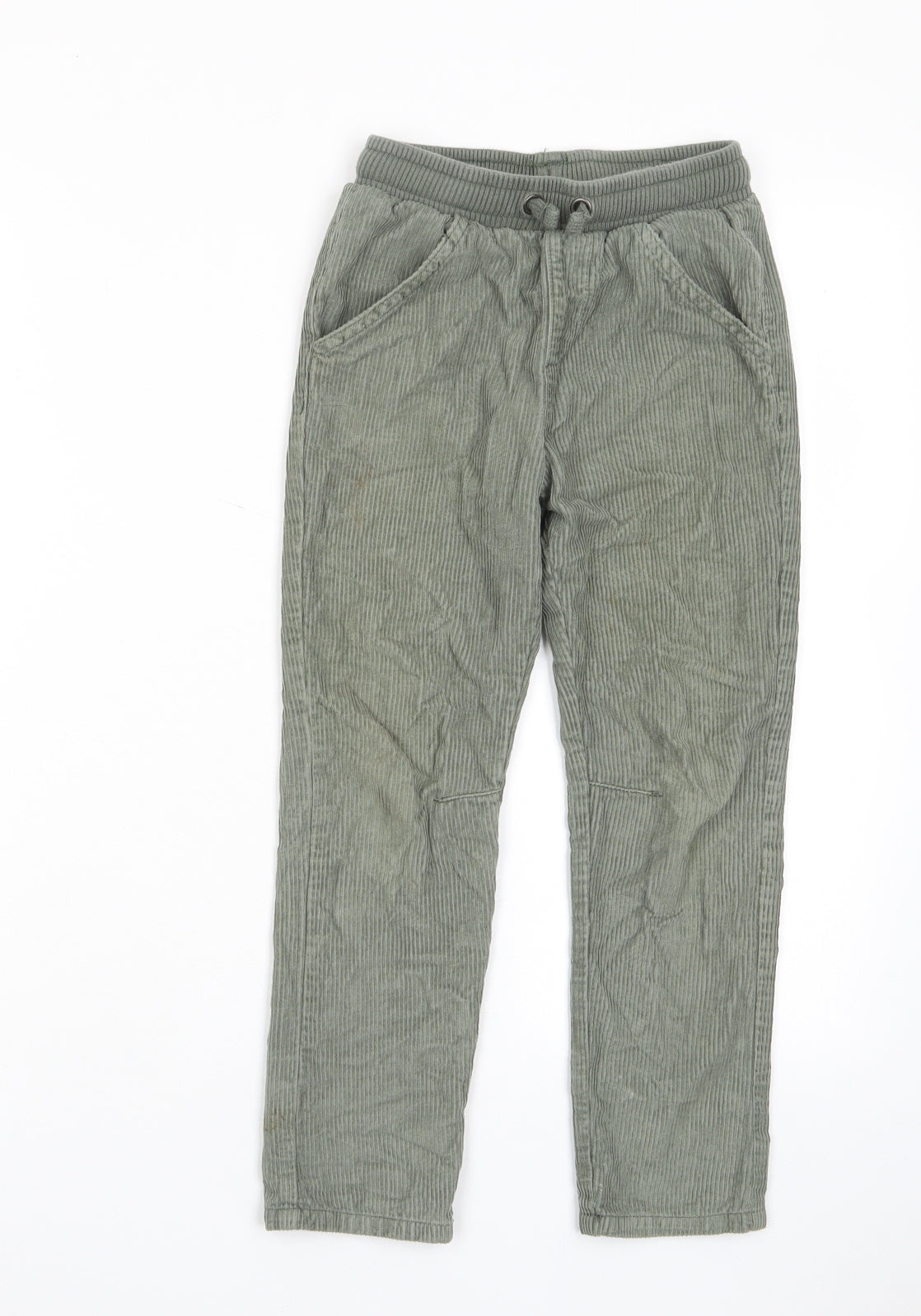 TU Boys Green Cotton Chino Trousers Size 5-6 Years Regular Drawstring - Pockets, Elastic waist