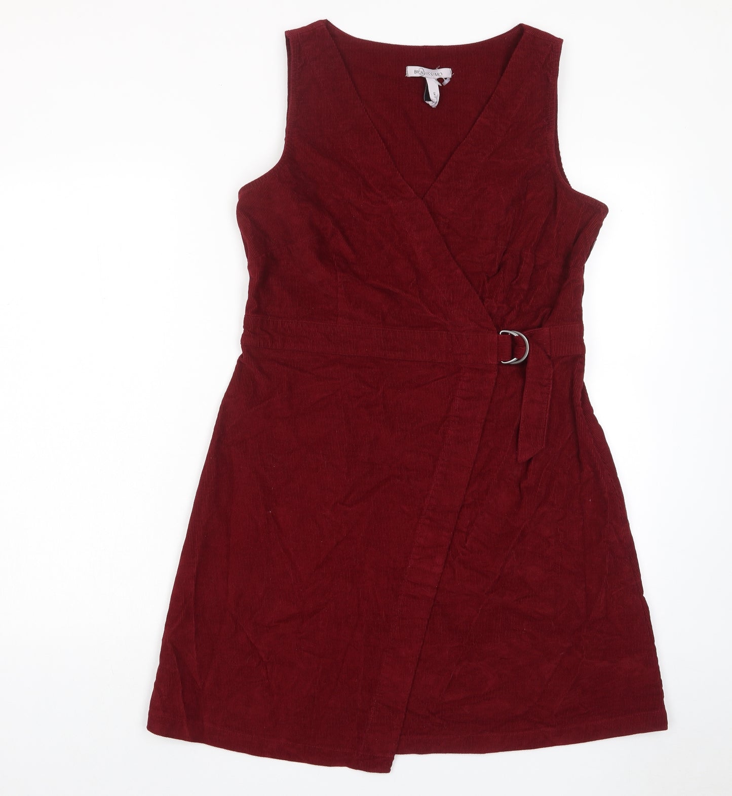 Bravissimo Womens Red Cotton A-Line Size 12 V-Neck Zip - Pleated, Belted