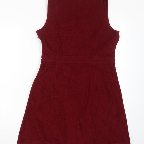 Bravissimo Womens Red Cotton A-Line Size 12 V-Neck Zip - Pleated, Belted