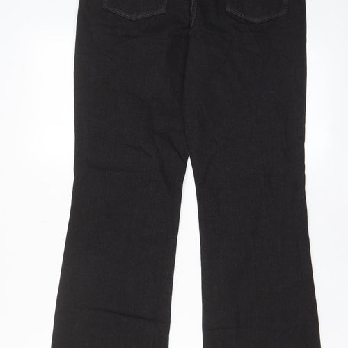 Marks and Spencer Womens Black Cotton Bootcut Jeans Size 10 L30 in Regular Zip - Pockets, Belt Loops