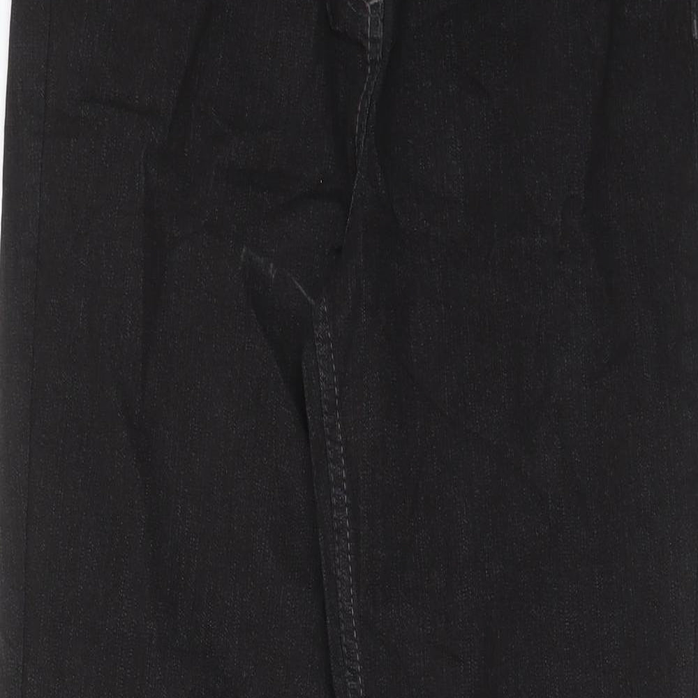 Marks and Spencer Womens Black Cotton Bootcut Jeans Size 10 L30 in Regular Zip - Pockets, Belt Loops