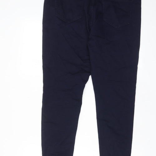 Marks and Spencer Womens Blue Cotton Skinny Jeans Size 18 L28 in Regular Zip - Pockets