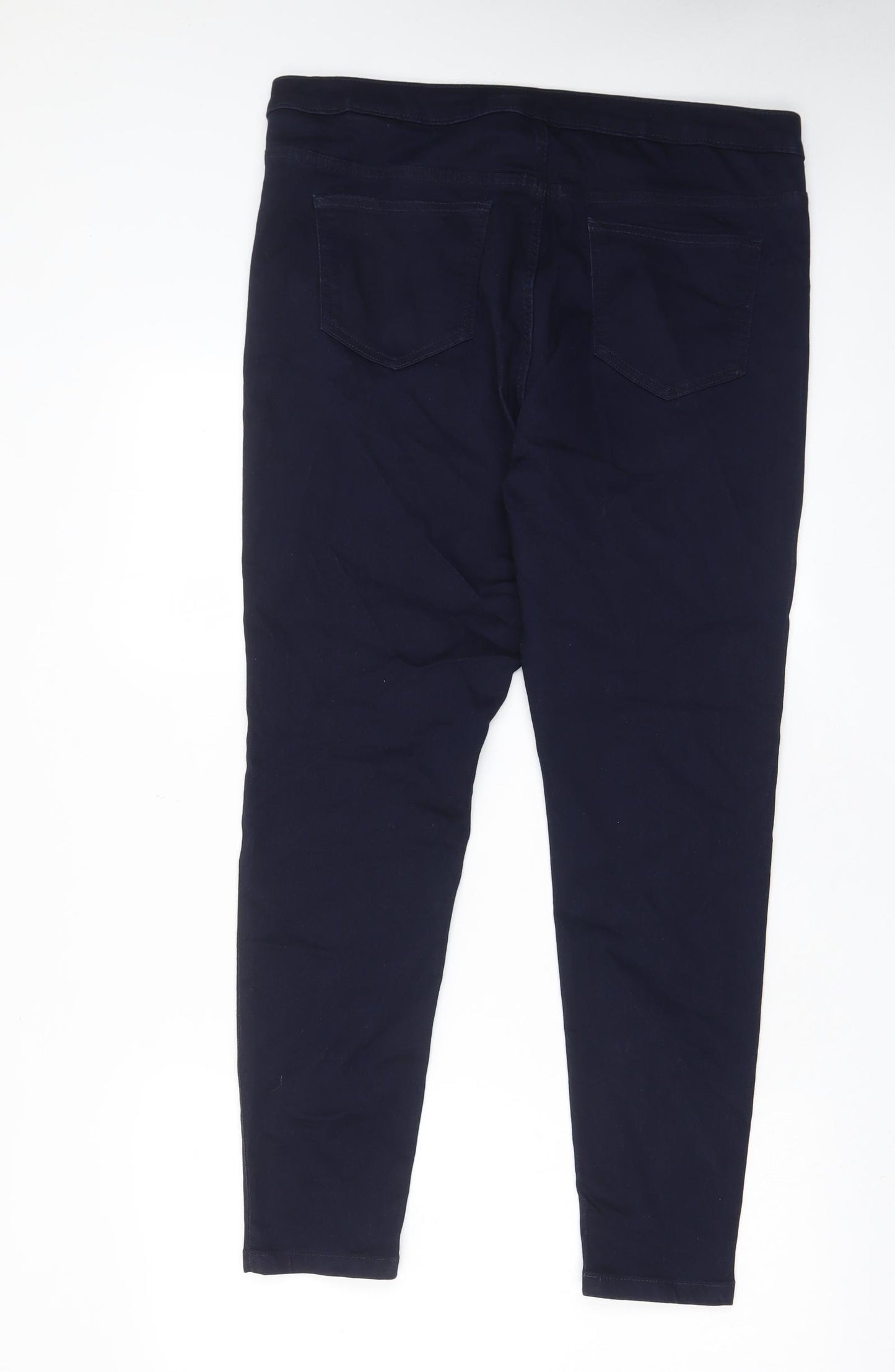 Marks and Spencer Womens Blue Cotton Skinny Jeans Size 18 L28 in Regular Zip - Pockets