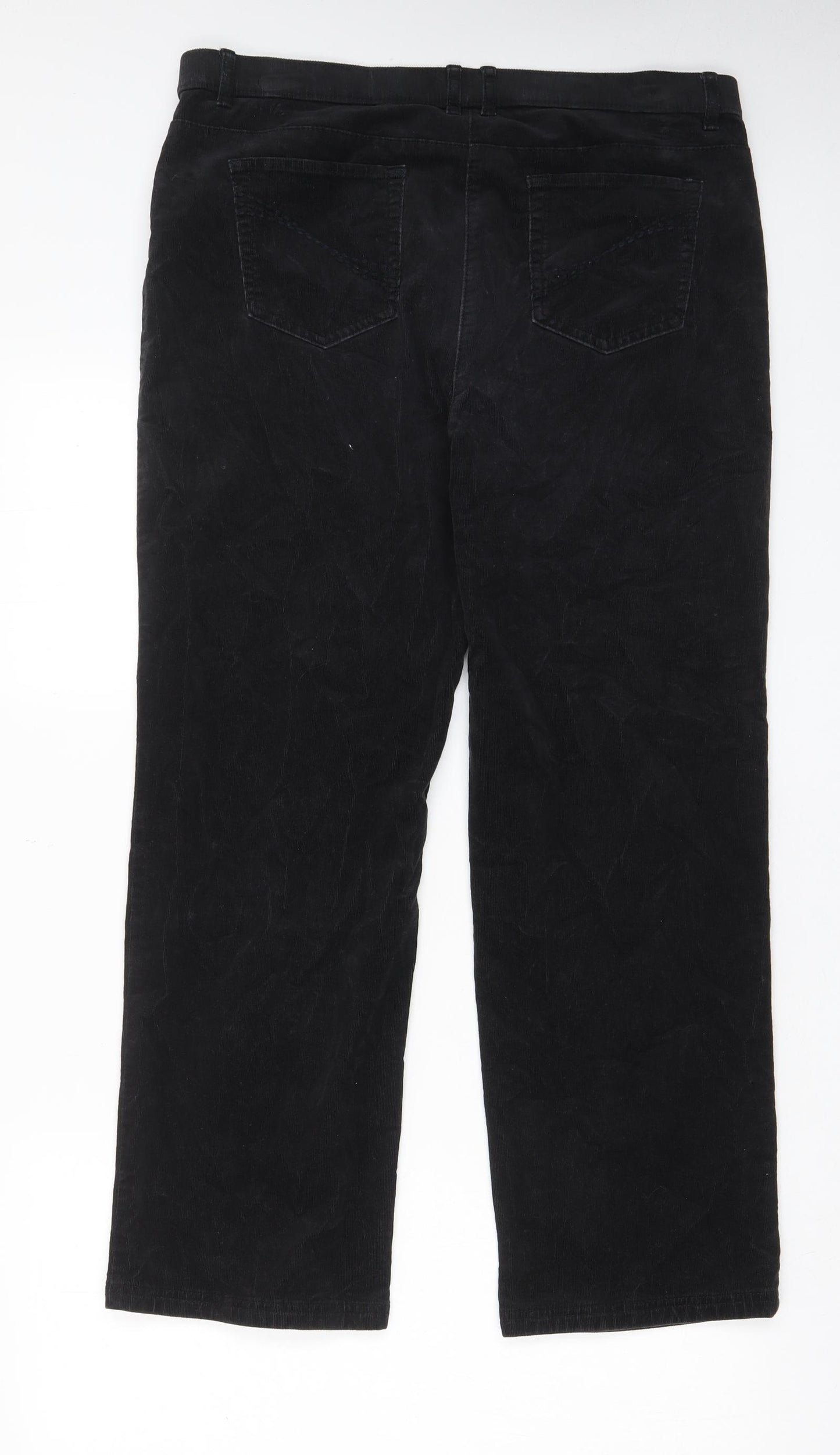 Classic Womens Black Cotton Trousers Size 16 L27 in Regular Zip - Pockets, Belt Loops