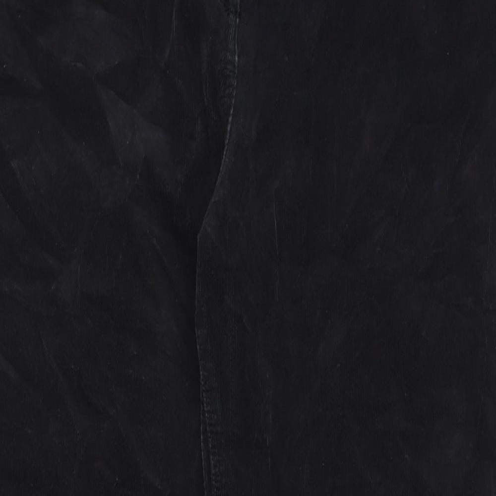 Classic Womens Black Cotton Trousers Size 16 L27 in Regular Zip - Pockets, Belt Loops