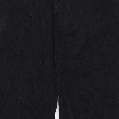 Classic Womens Black Cotton Trousers Size 16 L27 in Regular Zip - Pockets, Belt Loops