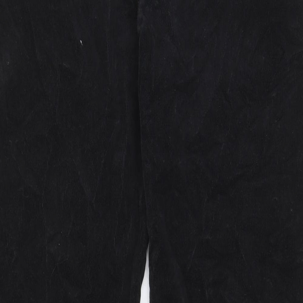 Classic Womens Black Cotton Trousers Size 16 L27 in Regular Zip - Pockets, Belt Loops