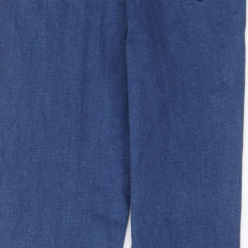 M&Co Womens Blue Cotton Straight Jeans Size 14 L29 in Regular Zip - Pockets, Belt Loops
