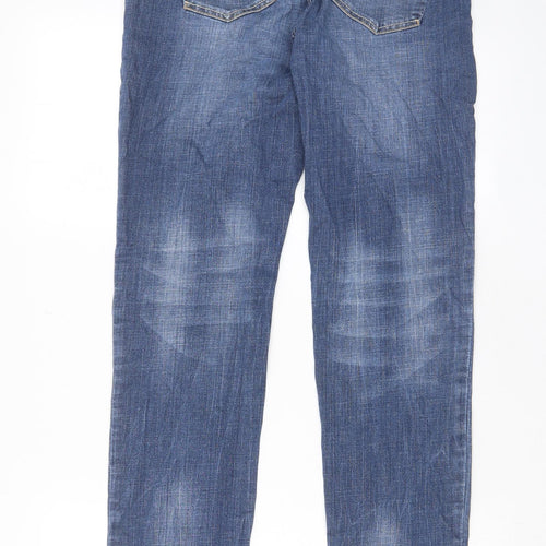 Miss Captain Womens Blue Cotton Straight Jeans Size 14 L30 in Regular Zip - Pockets, Belt Loops
