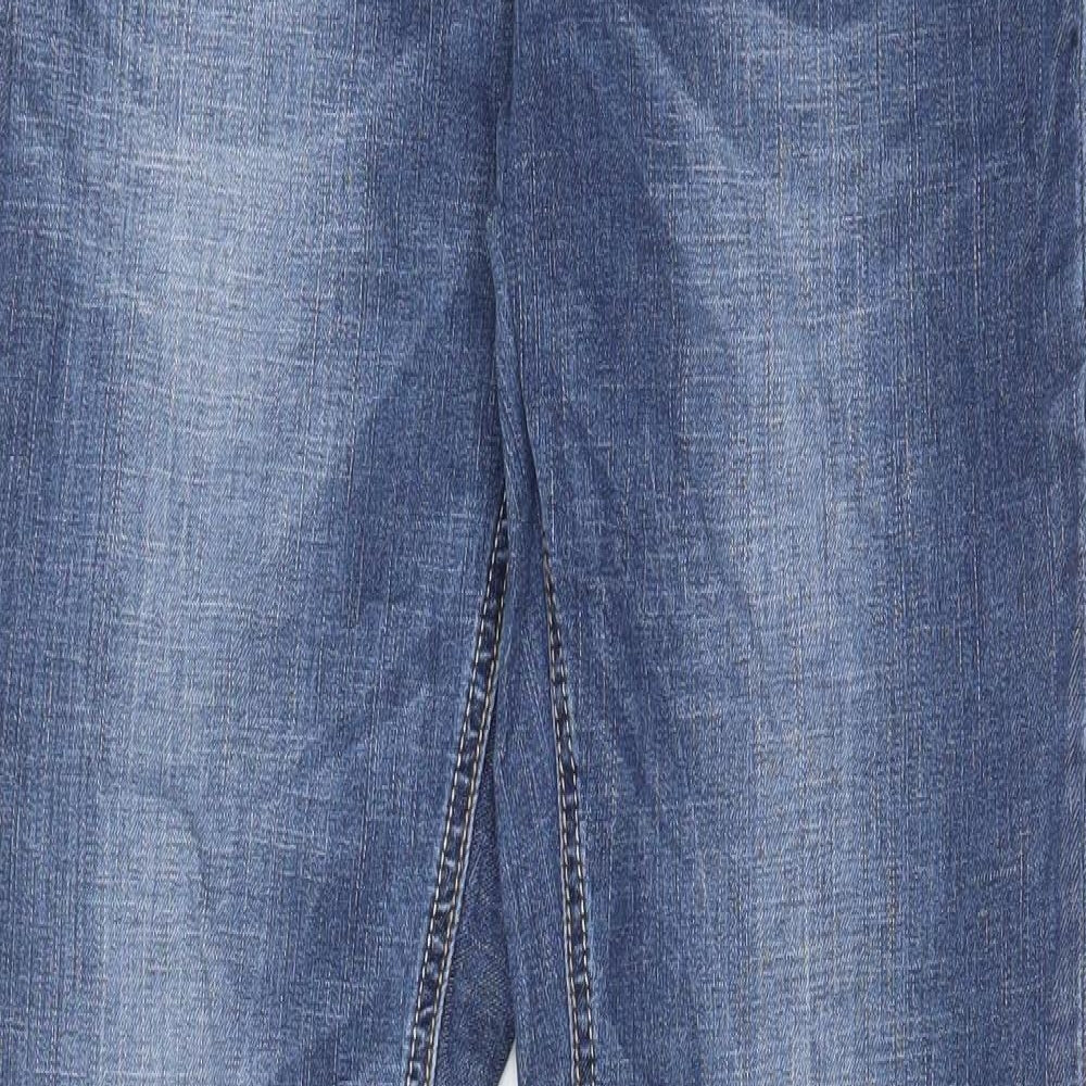 Miss Captain Womens Blue Cotton Straight Jeans Size 14 L30 in Regular Zip - Pockets, Belt Loops