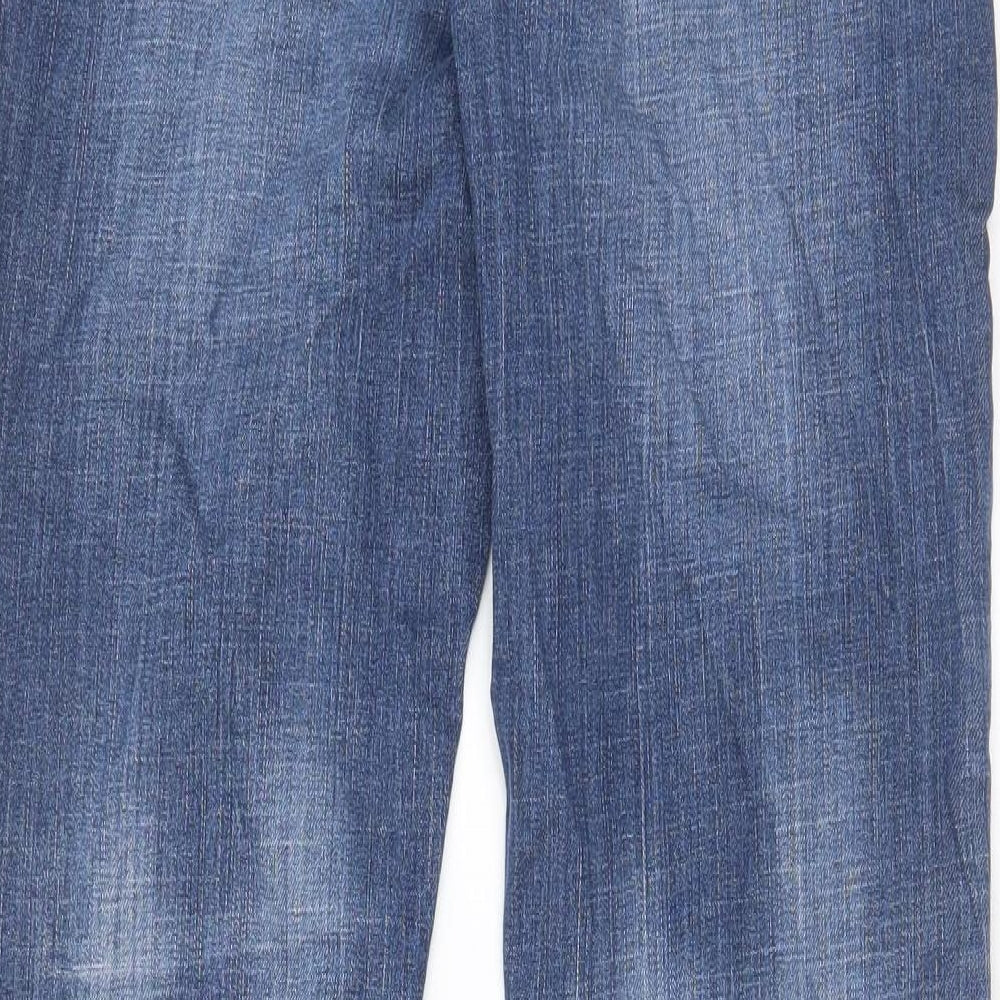 Miss Captain Womens Blue Cotton Straight Jeans Size 14 L30 in Regular Zip - Pockets, Belt Loops