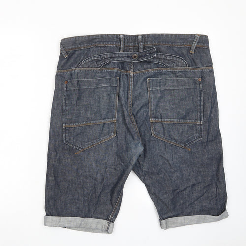 NEXT Mens Blue Cotton Bermuda Shorts Size 36 in L14 in Regular Button - Pockets, Belt Loops