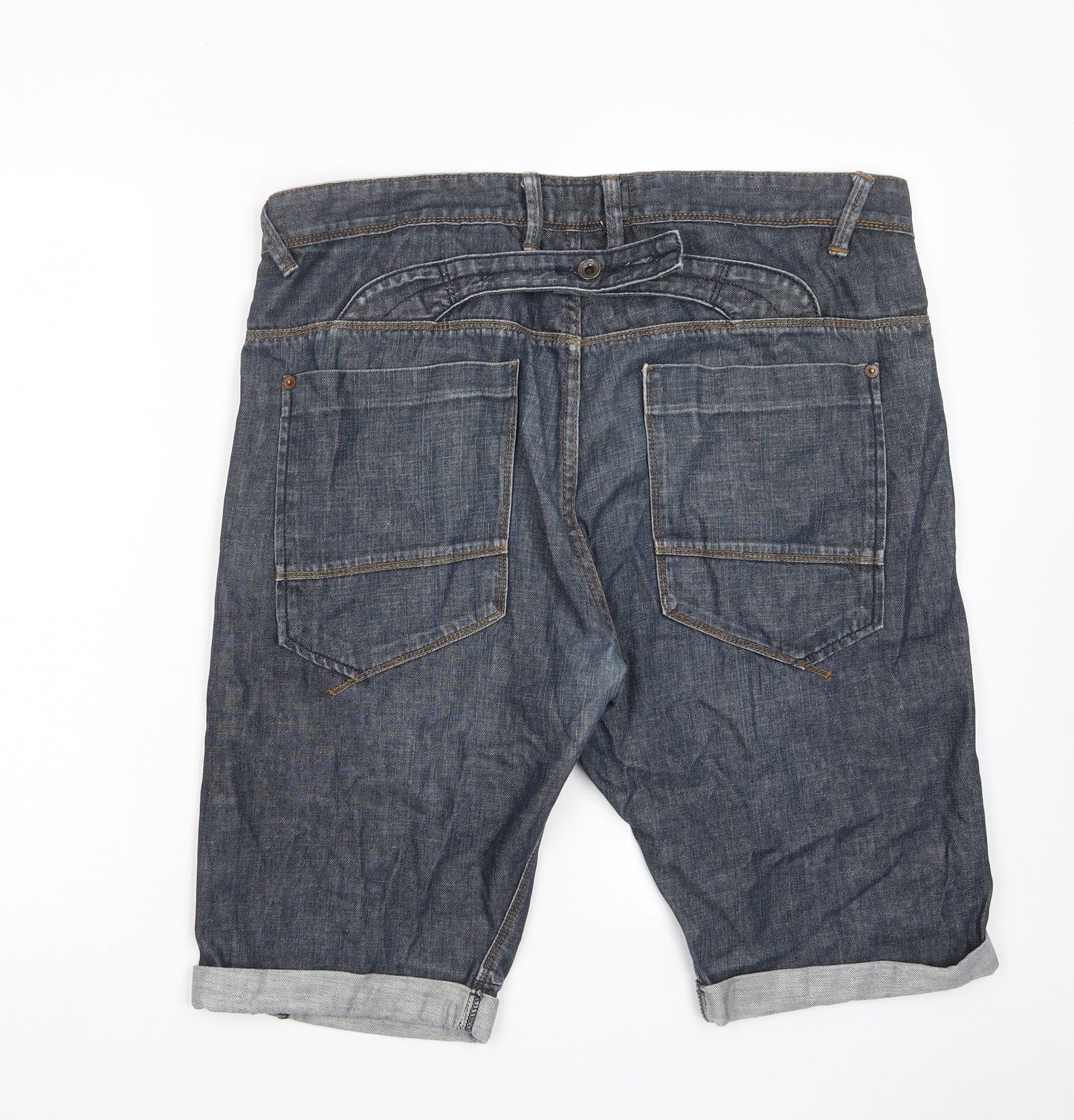 NEXT Mens Blue Cotton Bermuda Shorts Size 36 in L14 in Regular Button - Pockets, Belt Loops