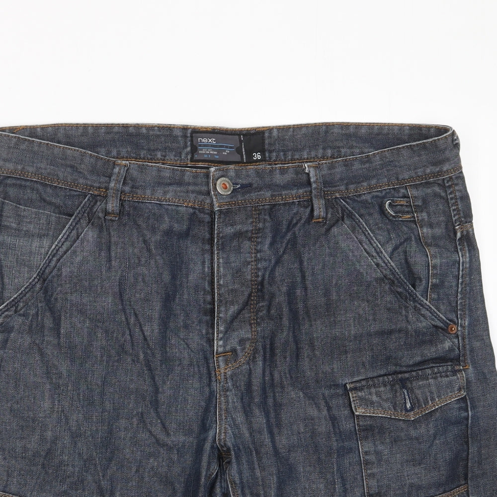 NEXT Mens Blue Cotton Bermuda Shorts Size 36 in L14 in Regular Button - Pockets, Belt Loops