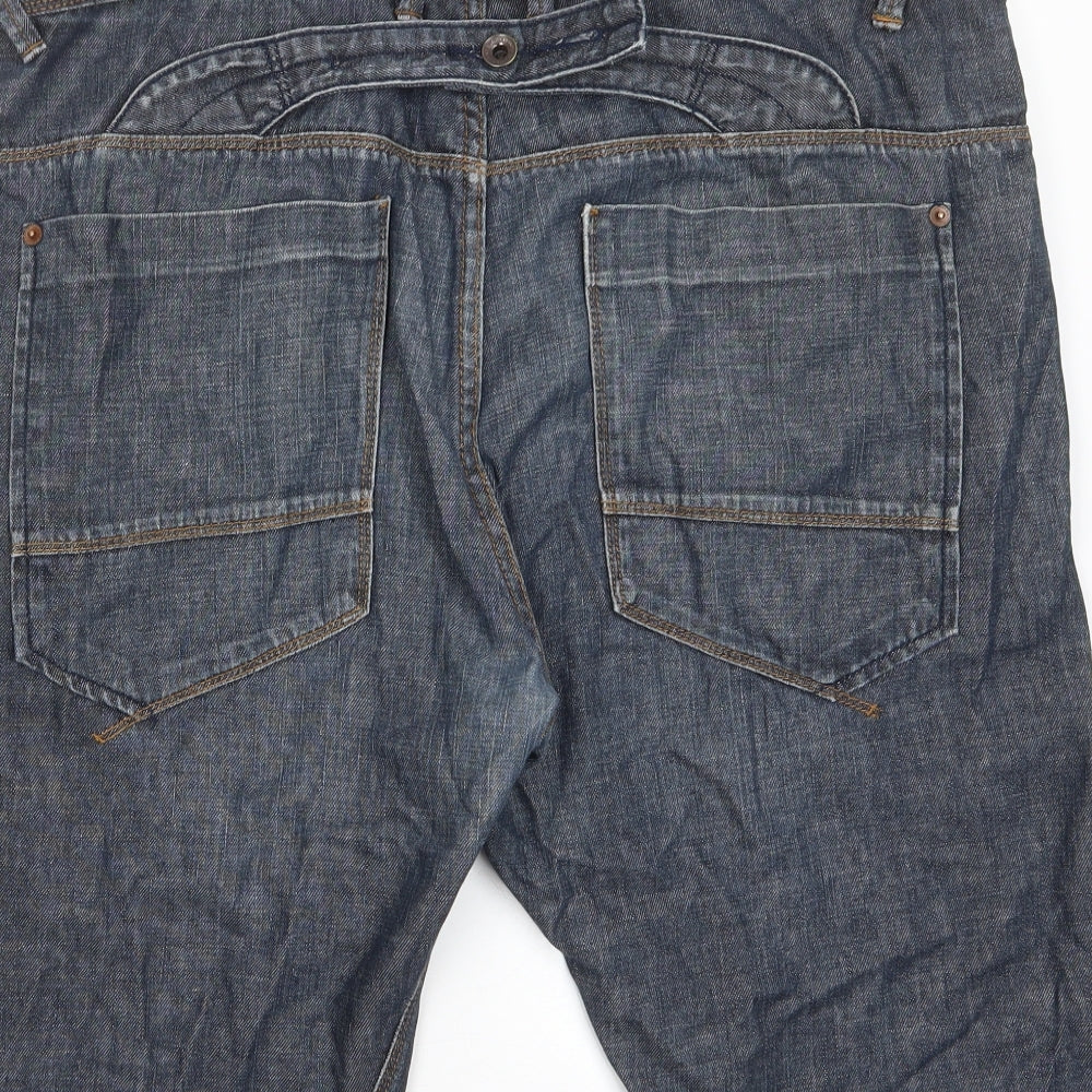 NEXT Mens Blue Cotton Bermuda Shorts Size 36 in L14 in Regular Button - Pockets, Belt Loops