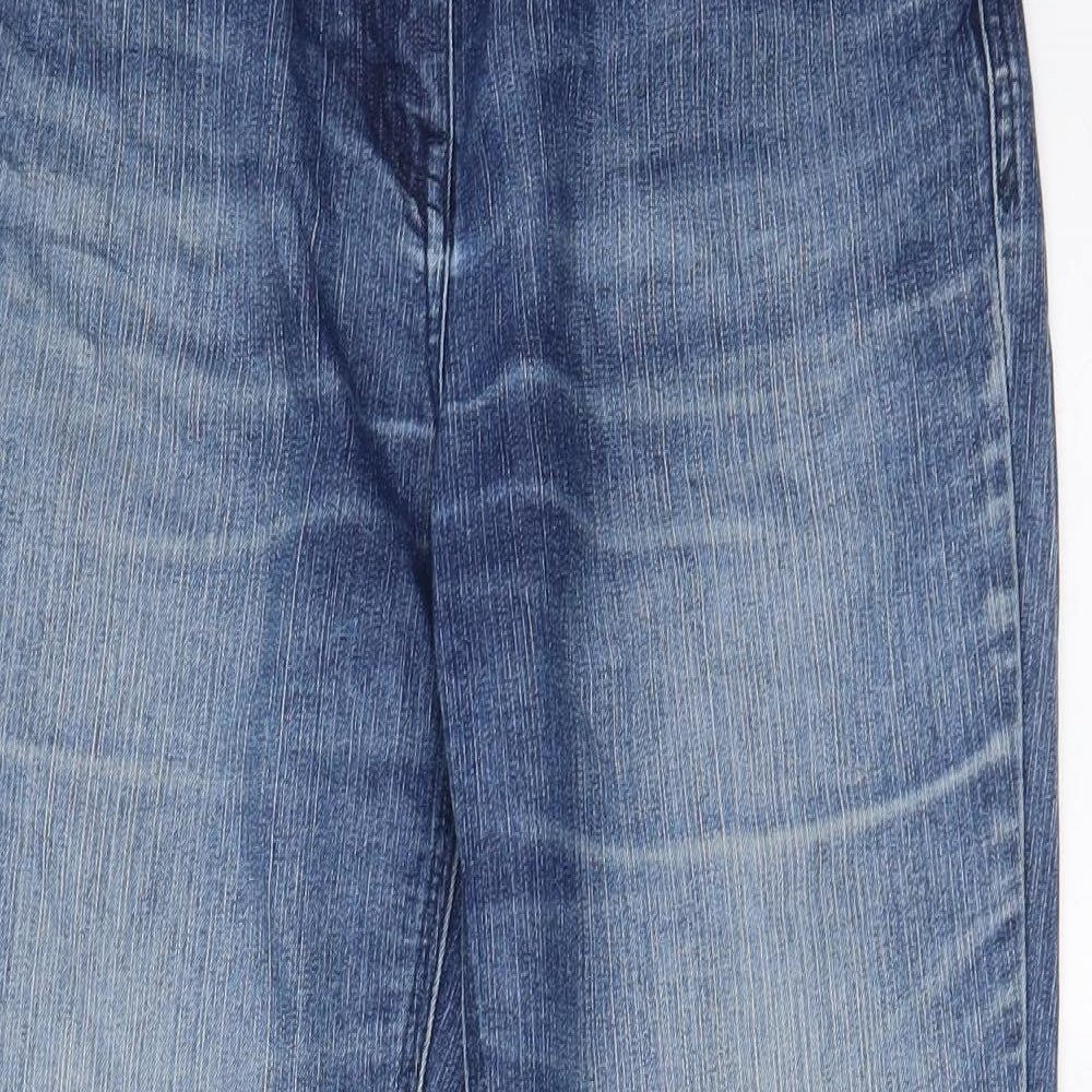 BHS Womens Blue Cotton Straight Jeans Size 10 L27 in Regular Zip - Pockets, Belt Loops