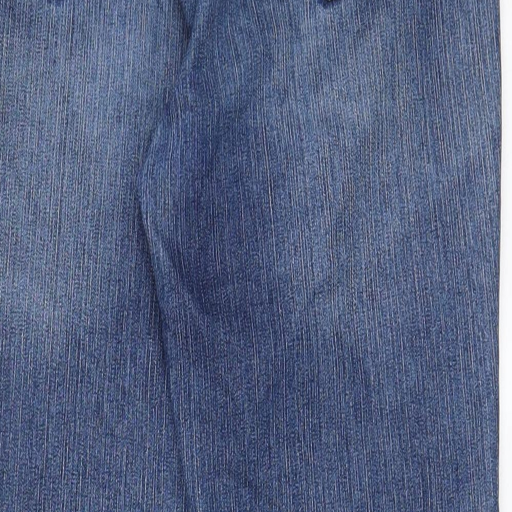 BHS Womens Blue Cotton Straight Jeans Size 10 L27 in Regular Zip - Pockets, Belt Loops