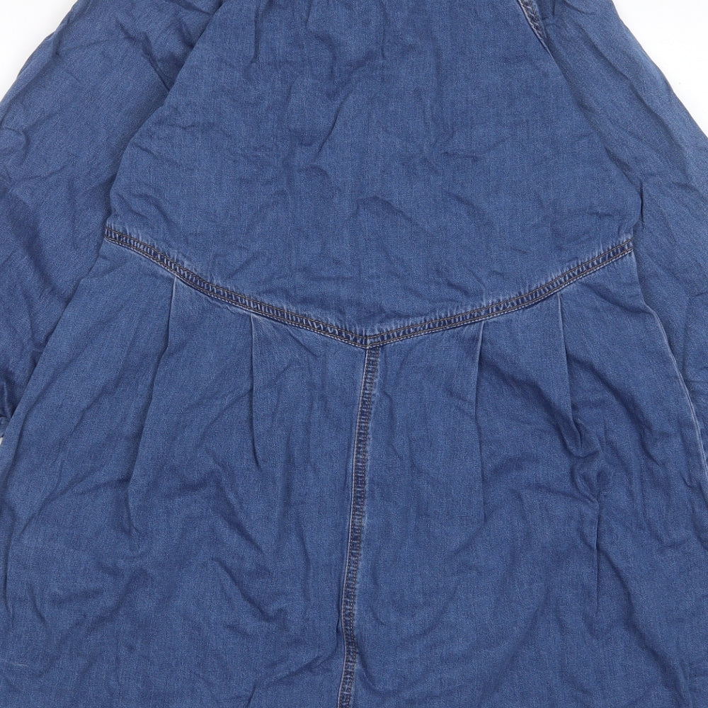 George Womens Blue Cotton A-Line Size 12 Collared Snap