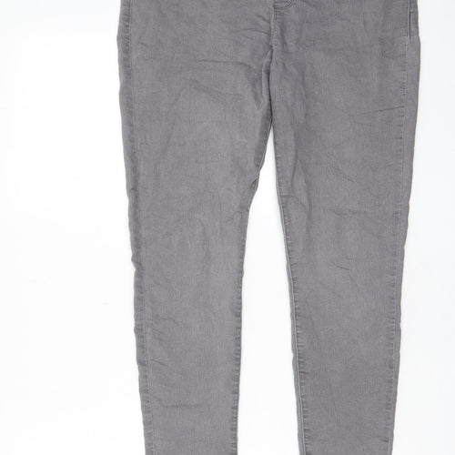Dorothy Perkins Womens Grey Cotton Skinny Jeans Size 12 L30 in Regular - Elastic waist
