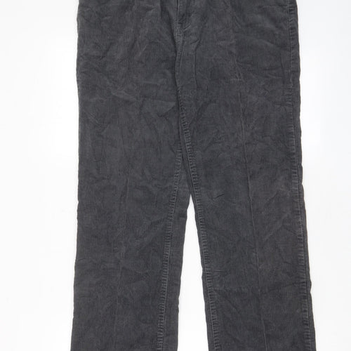 Tommy Hilfiger Mens Grey Cotton Trousers Size 32 in L30 in Regular Zip - Pockets, Belt Loops, Logo