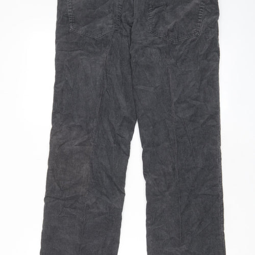 Tommy Hilfiger Mens Grey Cotton Trousers Size 32 in L30 in Regular Zip - Pockets, Belt Loops, Logo