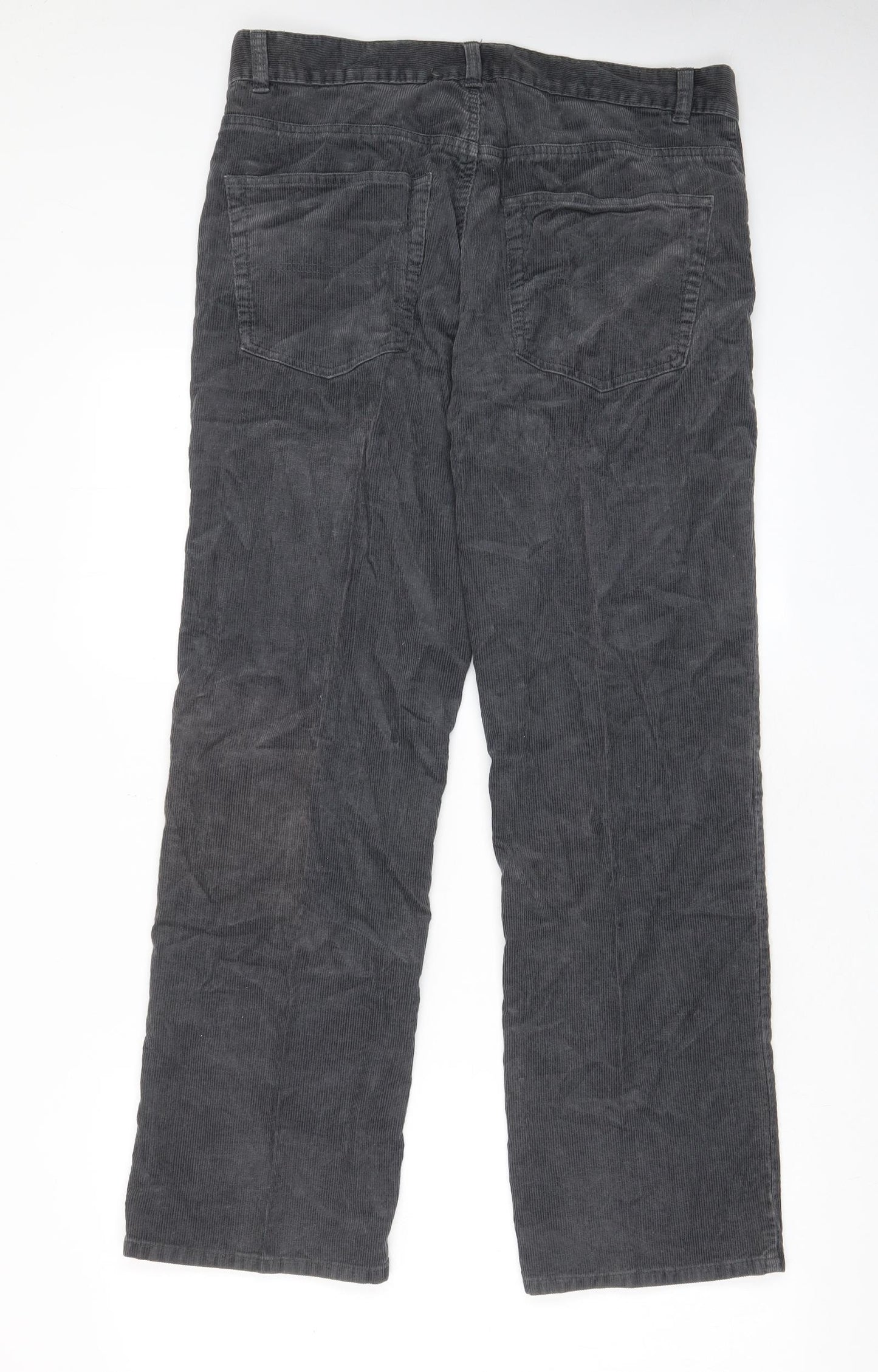 Tommy Hilfiger Mens Grey Cotton Trousers Size 32 in L30 in Regular Zip - Pockets, Belt Loops, Logo