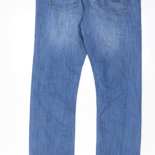 George Womens Blue Cotton Straight Jeans Size 12 L30 in Regular Zip - Pockets, Belt Loops