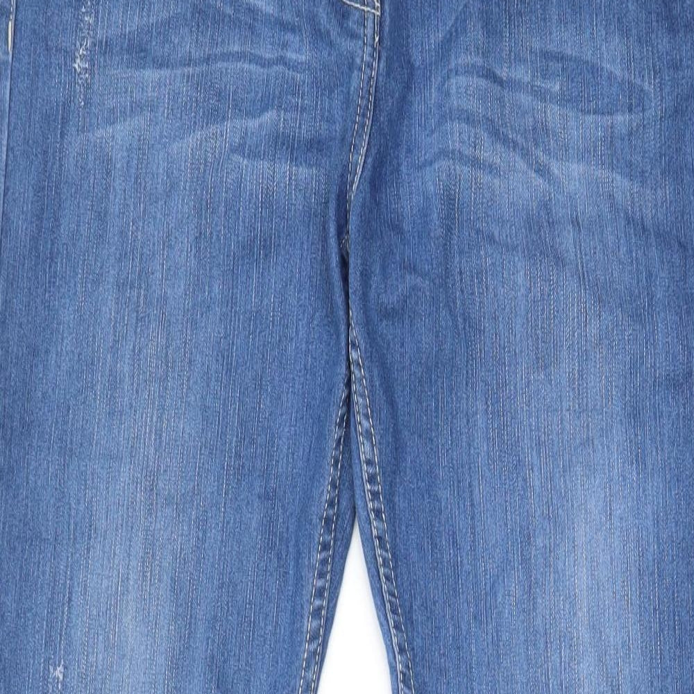 George Womens Blue Cotton Straight Jeans Size 12 L30 in Regular Zip - Pockets, Belt Loops