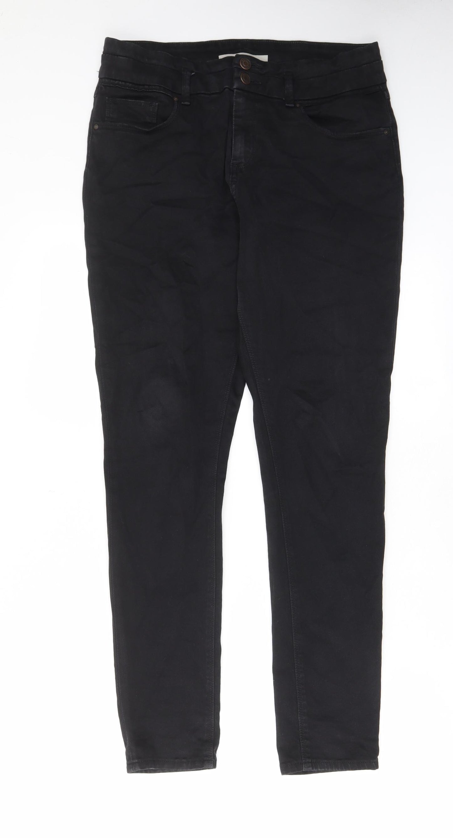 Topshop Womens Black Cotton Skinny Jeans Size 32 in L30 in Regular Zip - Pockets, Belt Loops